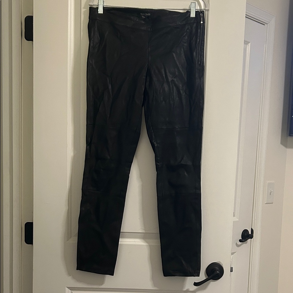 White House Black Market Black Leather Skinny Pants